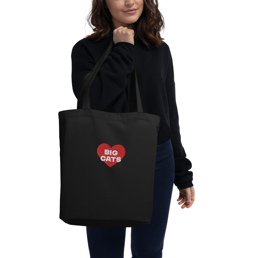 "Big Cat Love" Embroidery Eco Tote Bag – Small