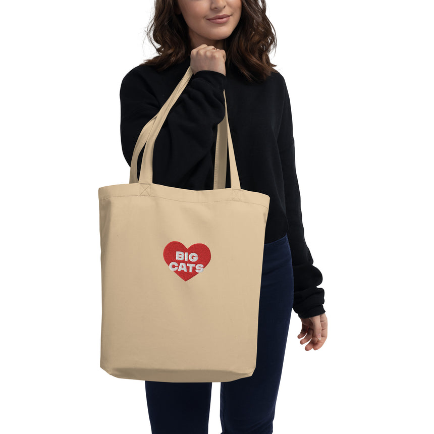 "Big Cat Love" Embroidery Eco Tote Bag – Small
