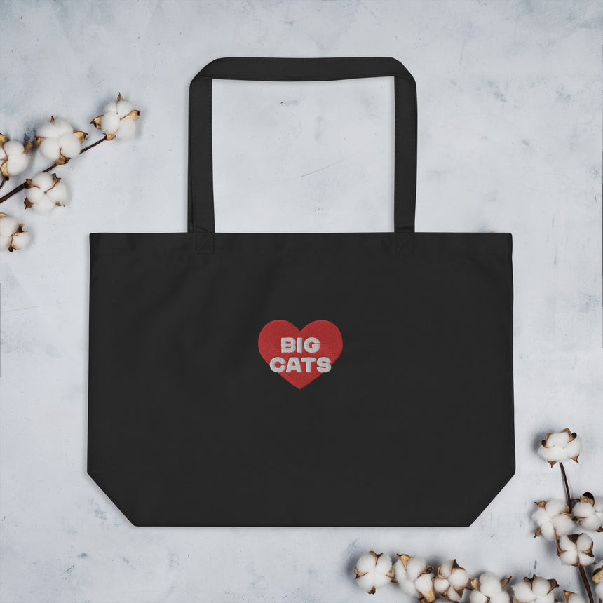"Big Cat Love" Embroidery Eco Tote Bag – Large