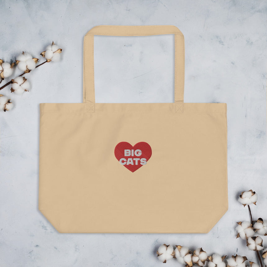 "Big Cat Love" Embroidery Eco Tote Bag – Large