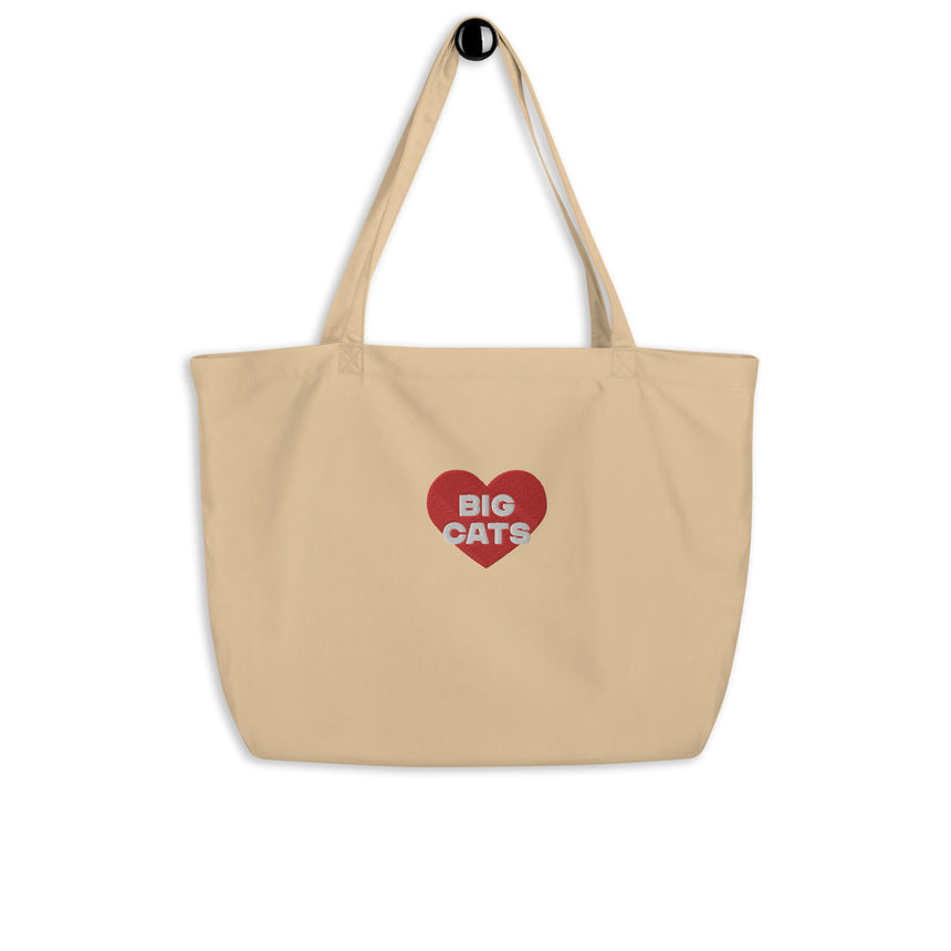 "Big Cat Love" Embroidery Eco Tote Bag – Large