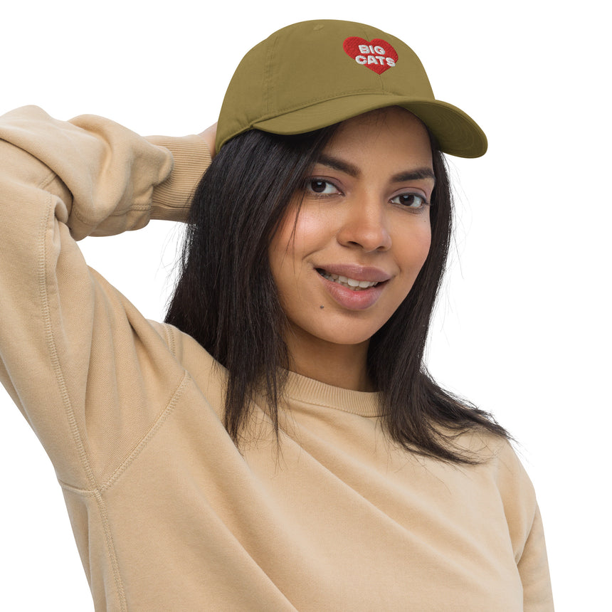 "Big Cat Love" Embroidery Organic Dad Hat