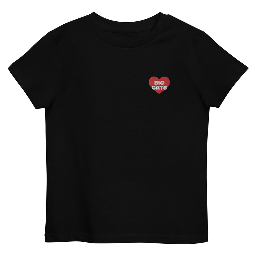 "Big Cat Love" Embroidery Organic Cotton T-shirt – Kids