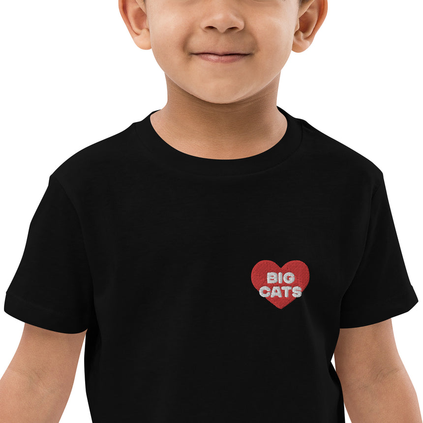 "Big Cat Love" Embroidery Organic Cotton T-shirt – Kids