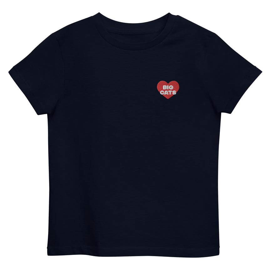 "Big Cat Love" Embroidery Organic Cotton T-shirt – Kids