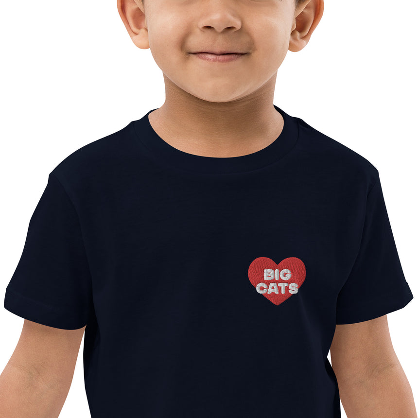 "Big Cat Love" Embroidery Organic Cotton T-shirt – Kids