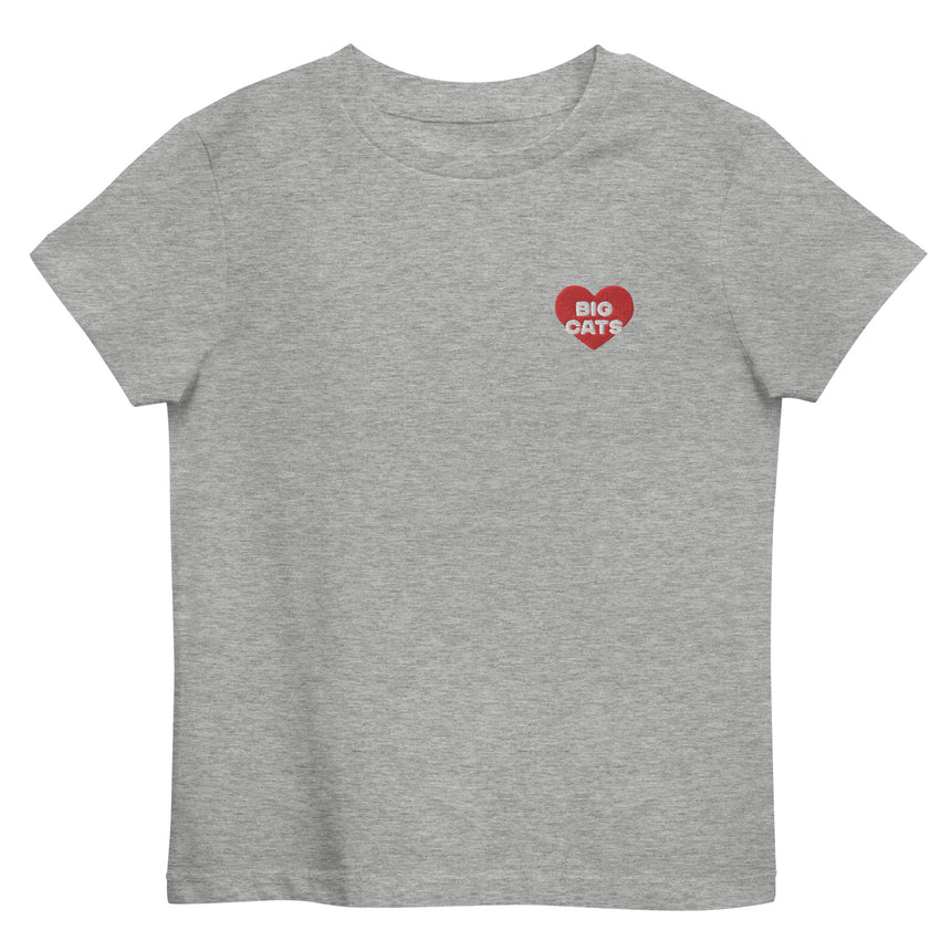 "Big Cat Love" Embroidery Organic Cotton T-shirt – Kids
