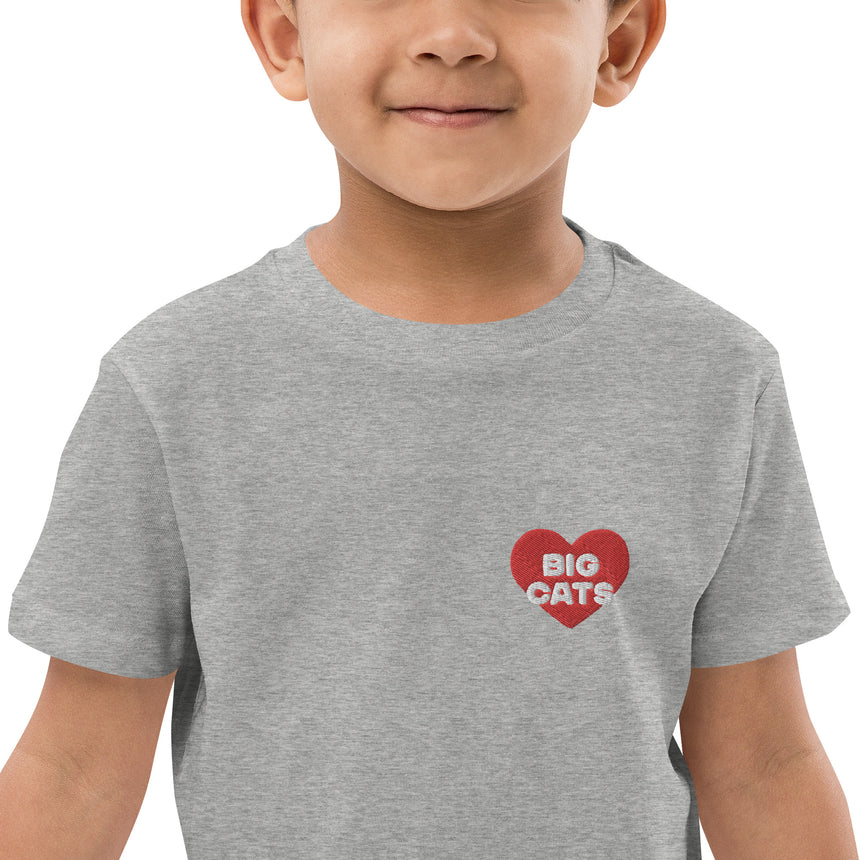 "Big Cat Love" Embroidery Organic Cotton T-shirt – Kids