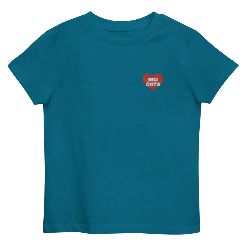 "Big Cat Love" Embroidery Organic Cotton T-shirt – Kids
