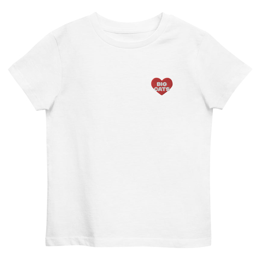 "Big Cat Love" Embroidery Organic Cotton T-shirt – Kids
