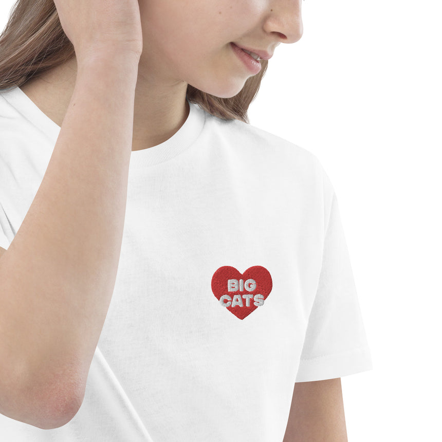 "Big Cat Love" Embroidery Organic Cotton T-shirt – Kids