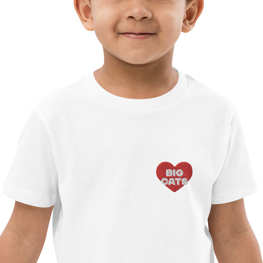 "Big Cat Love" Embroidery Organic Cotton T-shirt – Kids