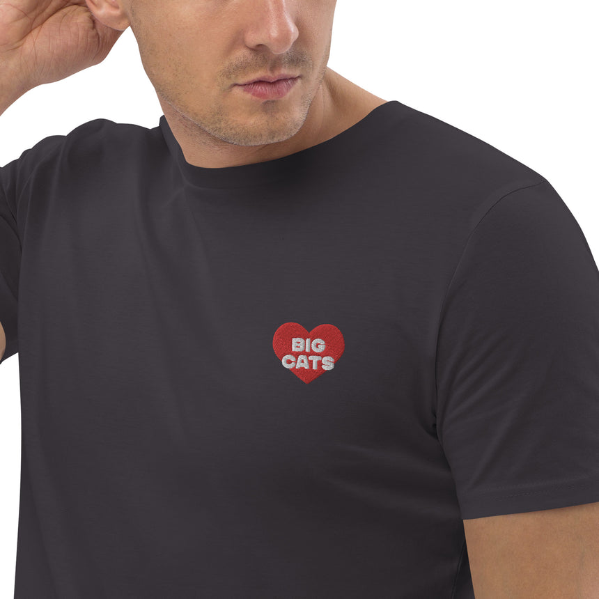 "Big Cat Love" Embroidery Organic Cotton T-shirt – Unisex