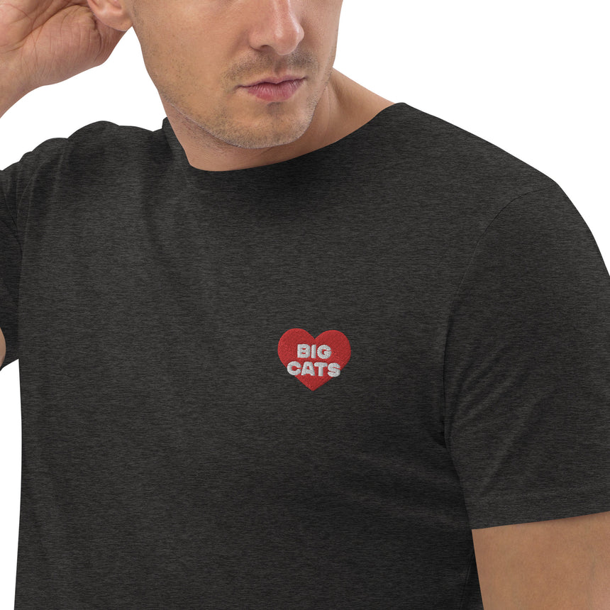 "Big Cat Love" Embroidery Organic Cotton T-shirt – Unisex