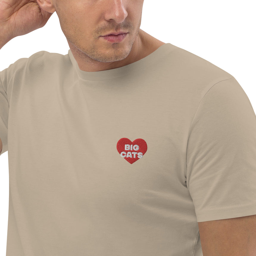 "Big Cat Love" Embroidery Organic Cotton T-shirt – Unisex