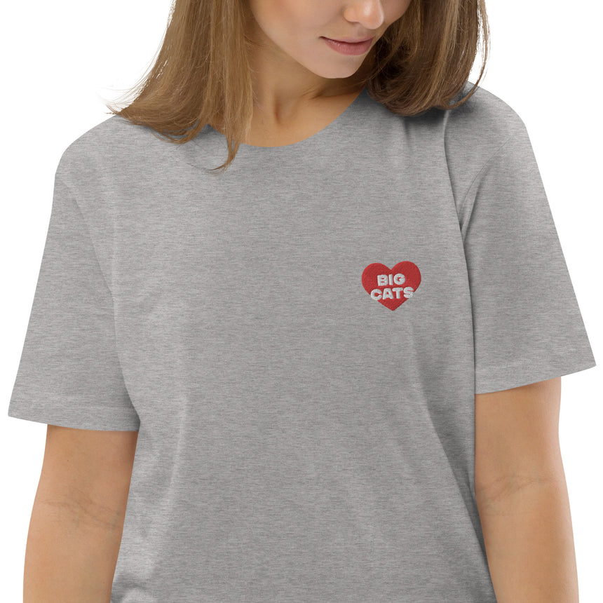 "Big Cat Love" Embroidery Organic Cotton T-shirt – Unisex