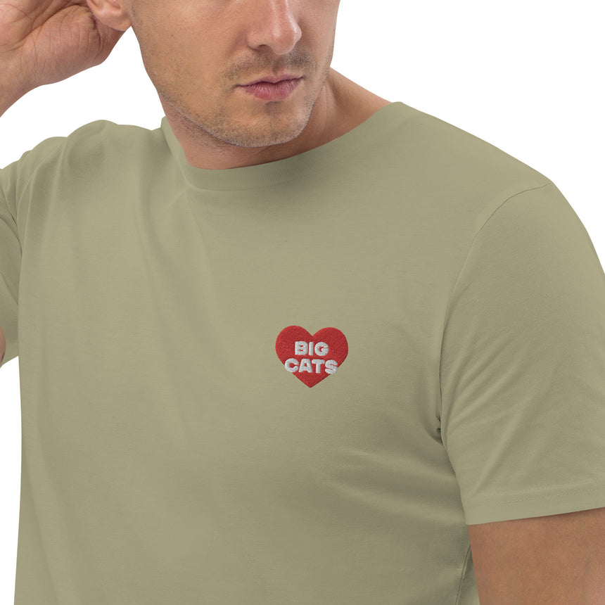 "Big Cat Love" Embroidery Organic Cotton T-shirt – Unisex