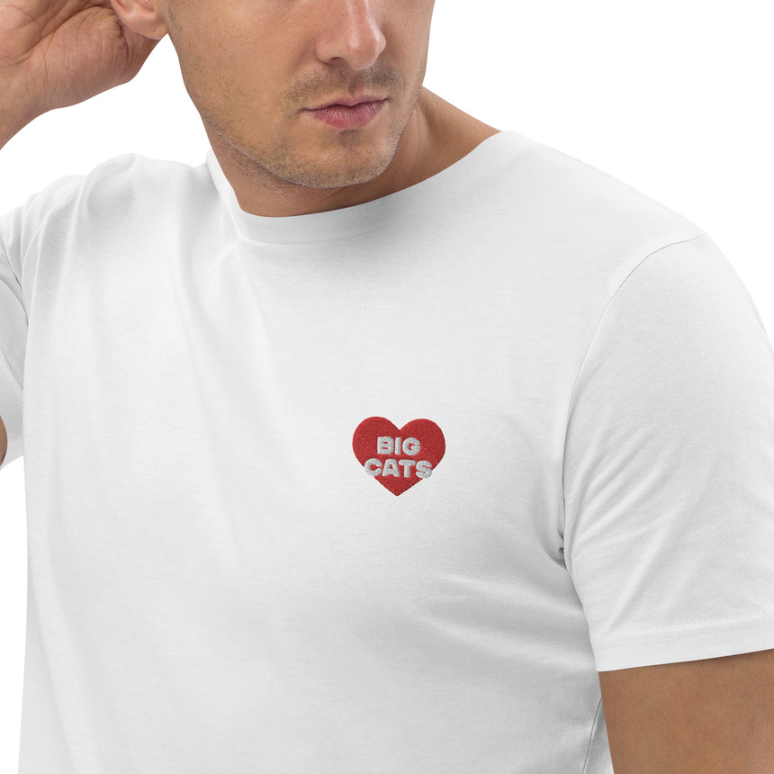 "Big Cat Love" Embroidery Organic Cotton T-shirt – Unisex