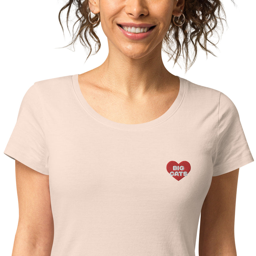 "Big Cat Love" Embroidery Organic Cotton T-shirt – Women's