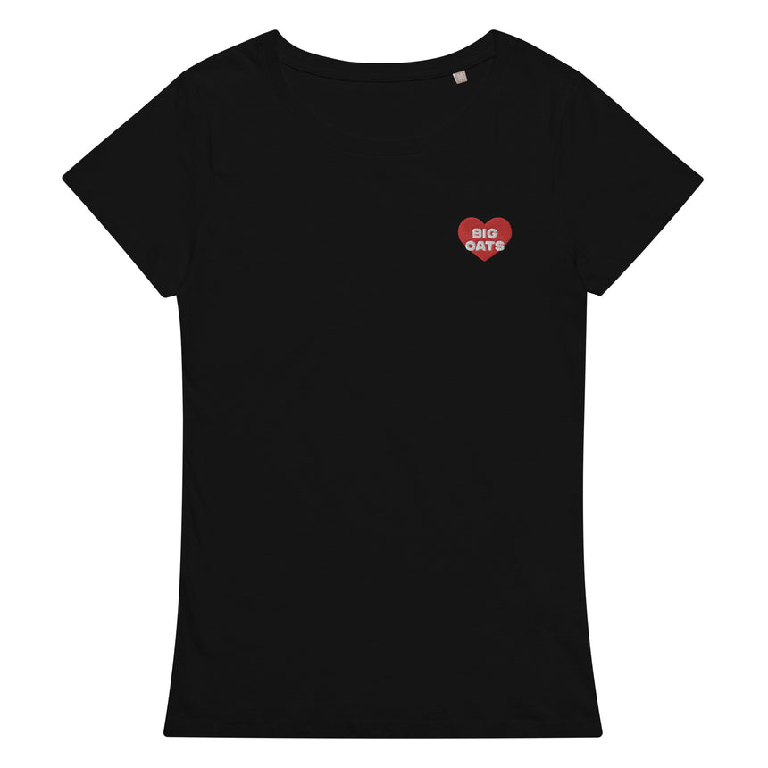 "Big Cat Love" Embroidery Organic Cotton T-shirt – Women's