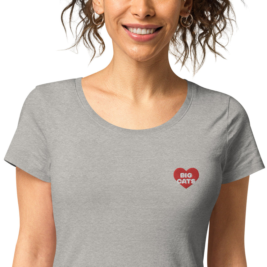 "Big Cat Love" Embroidery Organic Cotton T-shirt – Women's