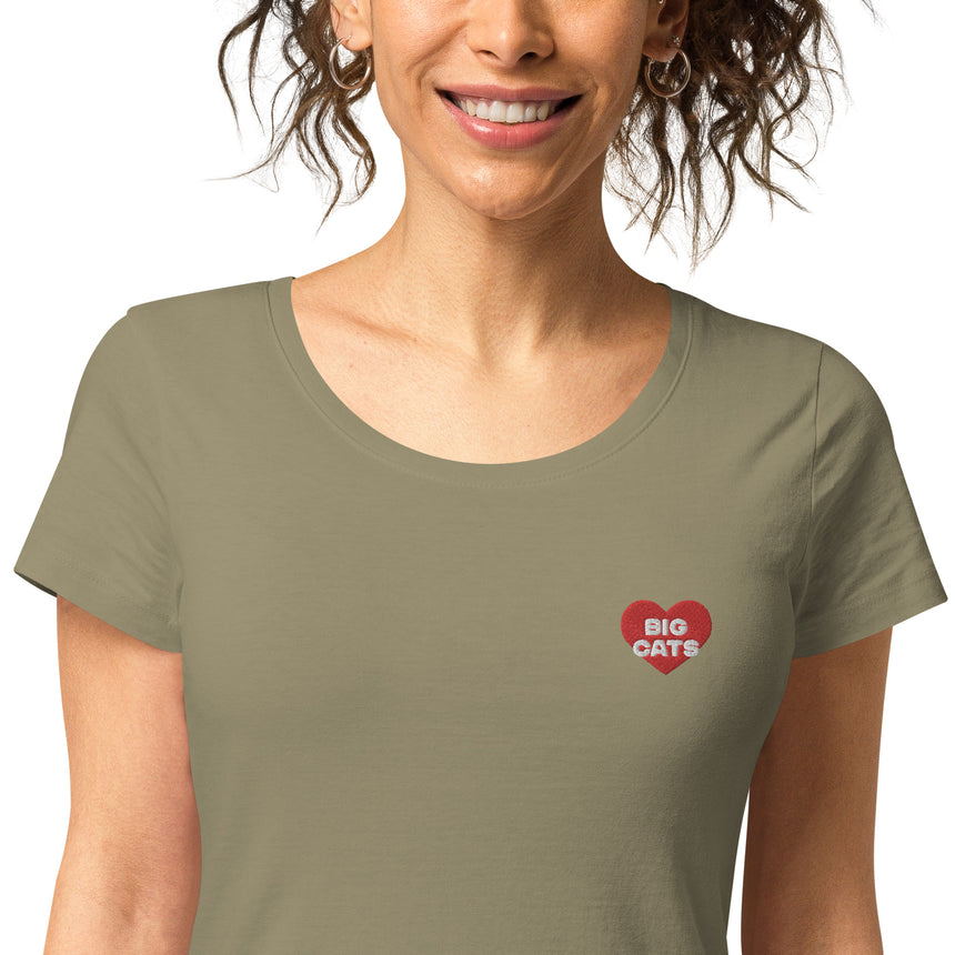 "Big Cat Love" Embroidery Organic Cotton T-shirt – Women's