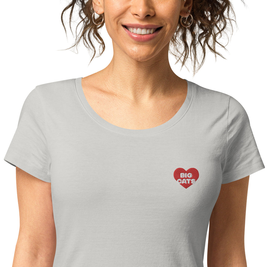 "Big Cat Love" Embroidery Organic Cotton T-shirt – Women's