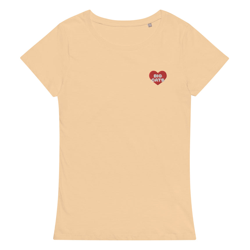 "Big Cat Love" Embroidery Organic Cotton T-shirt – Women's