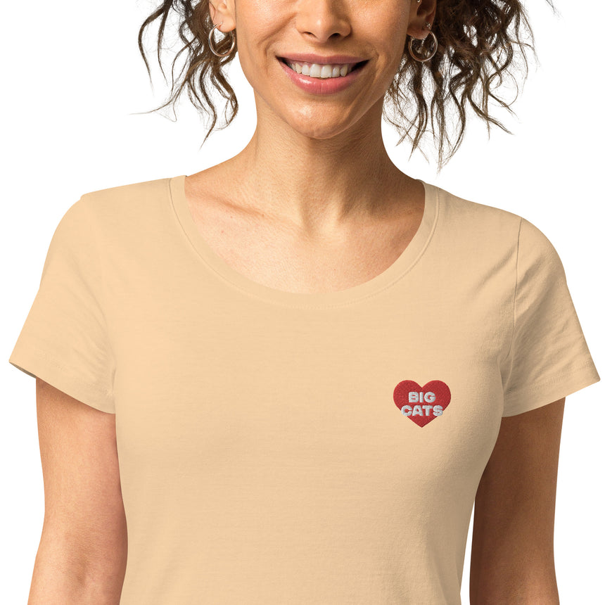 "Big Cat Love" Embroidery Organic Cotton T-shirt – Women's