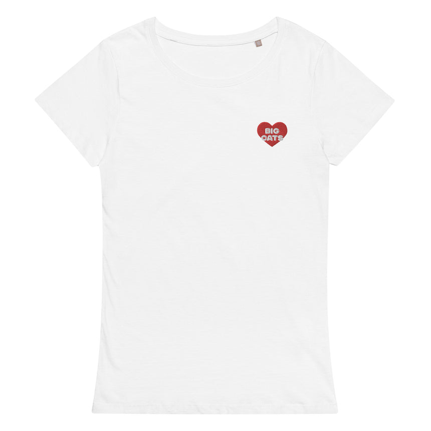 "Big Cat Love" Embroidery Organic Cotton T-shirt – Women's
