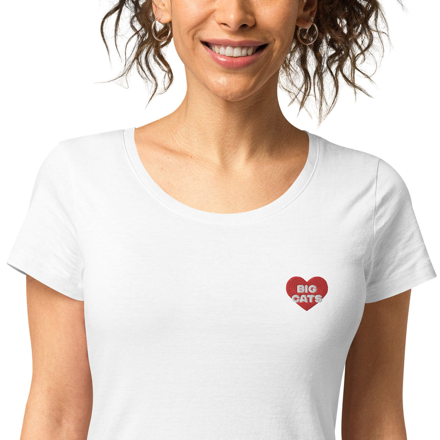 "Big Cat Love" Embroidery Organic Cotton T-shirt – Women's