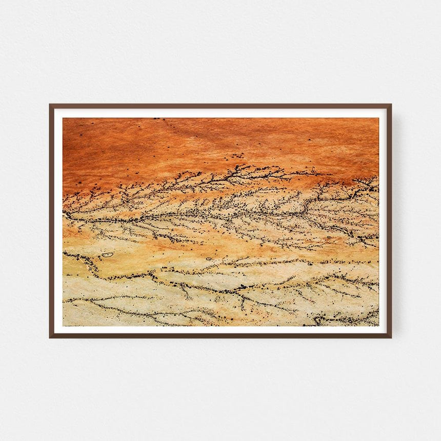 Fine art photographic print by Jonathan and Angela Scott, depicting intricate sand tributaries in Sossusvlei, Namibia.