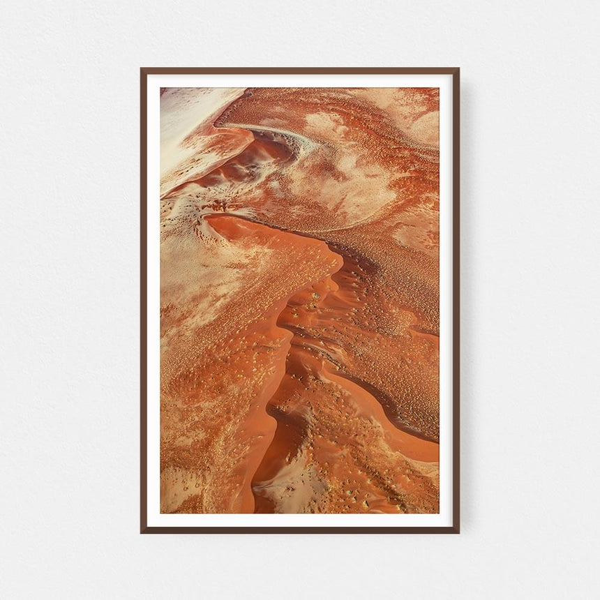 Fine art photographic print by Jonathan and Angela Scott, depicting an aerial view of the desert in Sossusvlei, Namibia.