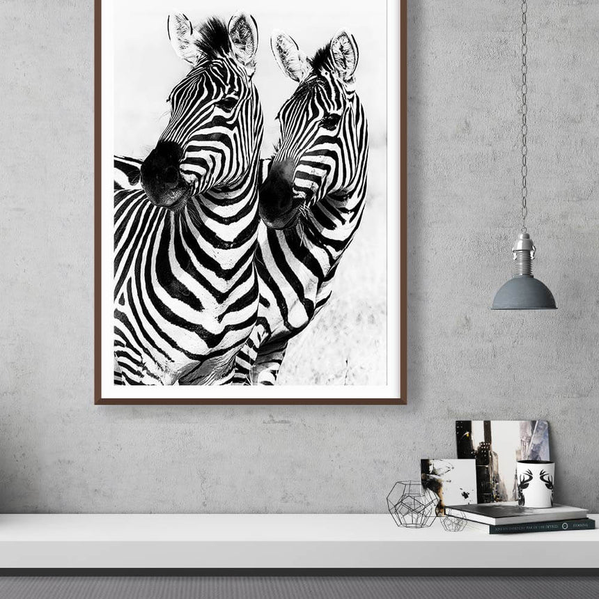 Fine art photographic print by Jonathan and Angela Scott, depicting two stunning zebras in Maasai Mara, Kenya.