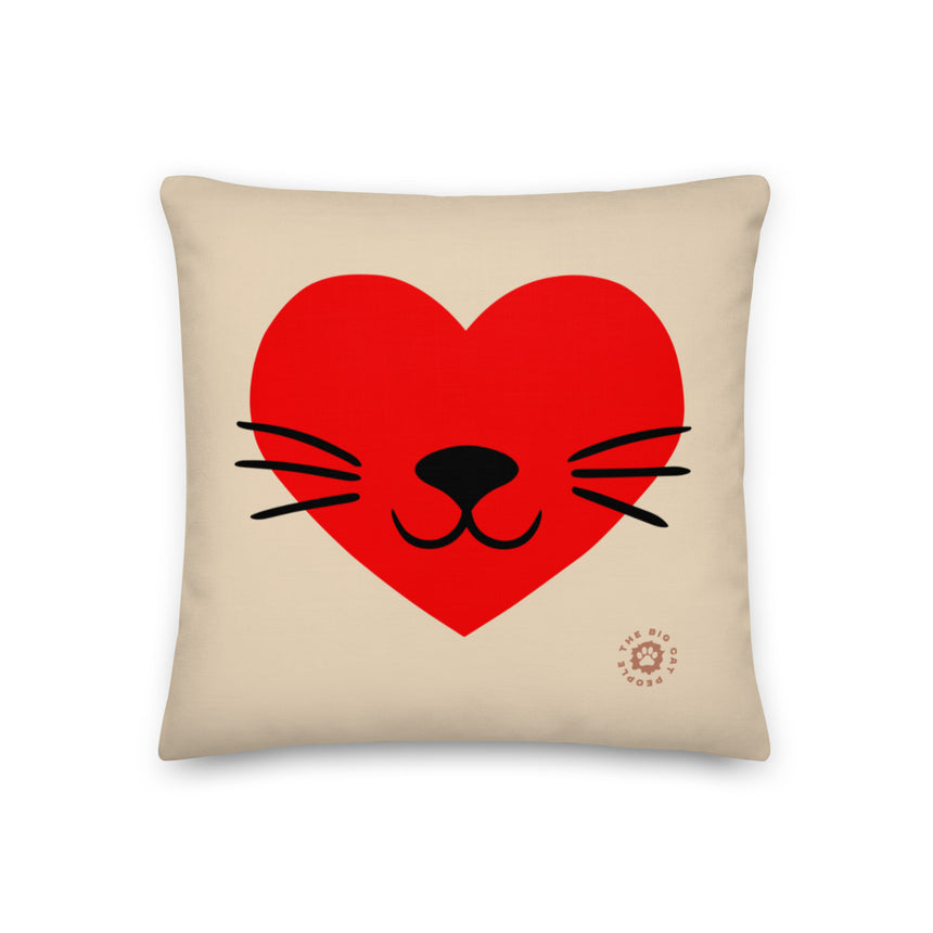 "Whiskers & Hearts" Decorative Pillow – 18"