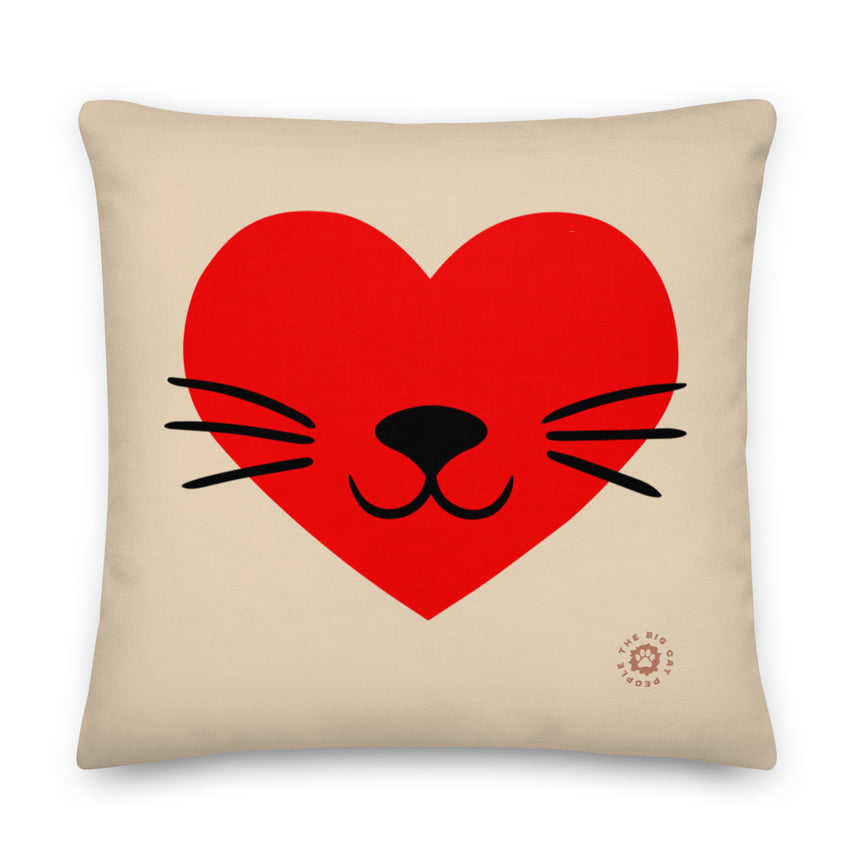 "Whiskers & Hearts" Decorative Pillow – 22"