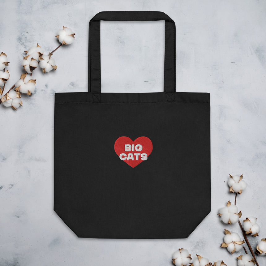 "Big Cat Love" Embroidery Eco Tote Bag – Small