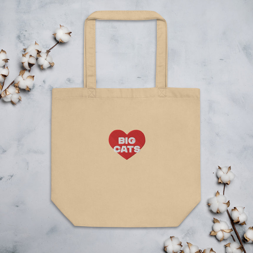 "Big Cat Love" Embroidery Eco Tote Bag – Small