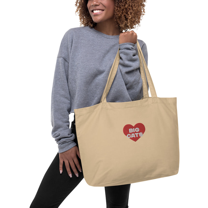 "Big Cat Love" Embroidery Eco Tote Bag – Large