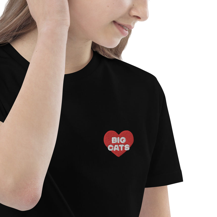 "Big Cat Love" Embroidery Organic Cotton T-shirt – Kids