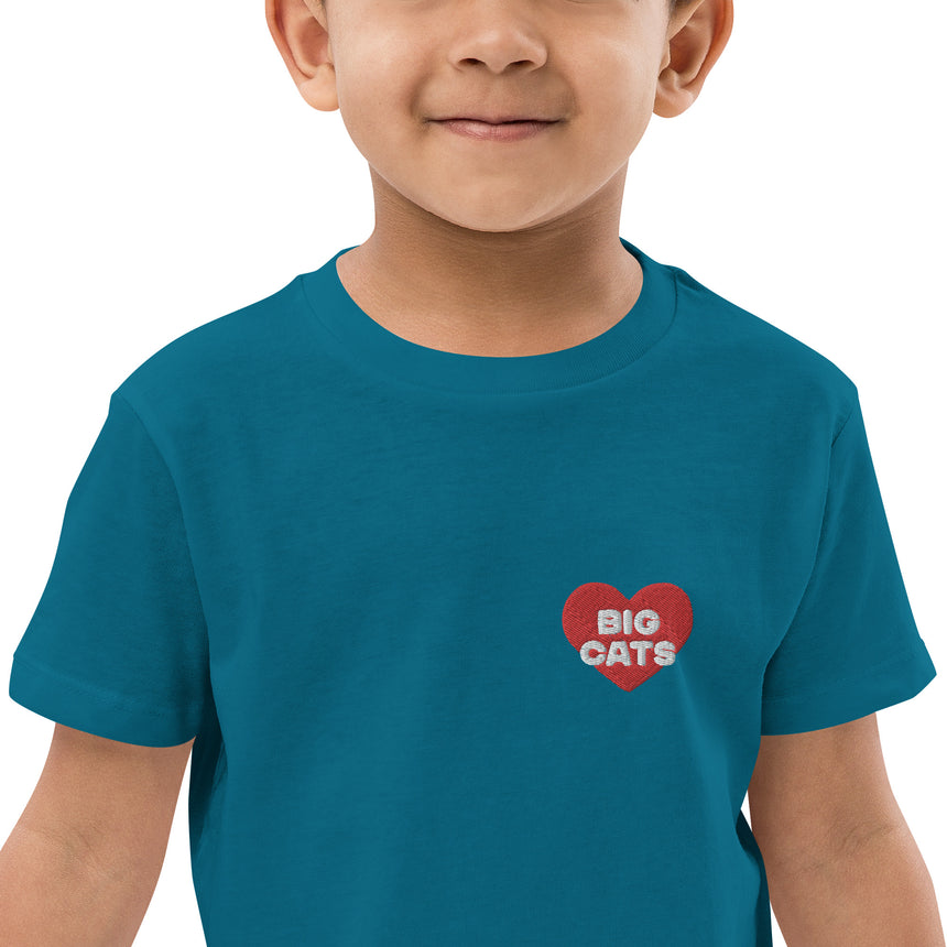"Big Cat Love" Embroidery Organic Cotton T-shirt – Kids