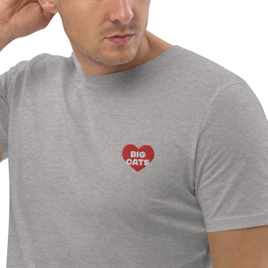 "Big Cat Love" Embroidery Organic Cotton T-shirt – Unisex