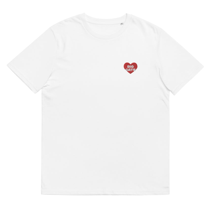 "Big Cat Love" Embroidery Organic Cotton T-shirt – Unisex