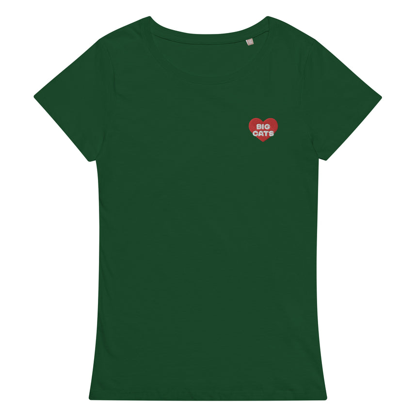 "Big Cat Love" Embroidery Organic Cotton T-shirt – Women's