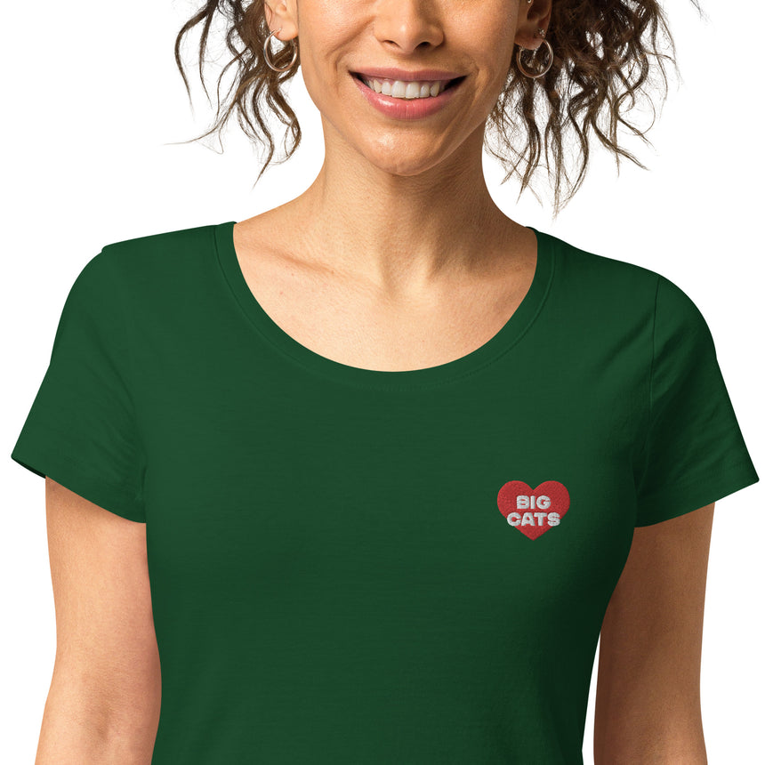 "Big Cat Love" Embroidery Organic Cotton T-shirt – Women's